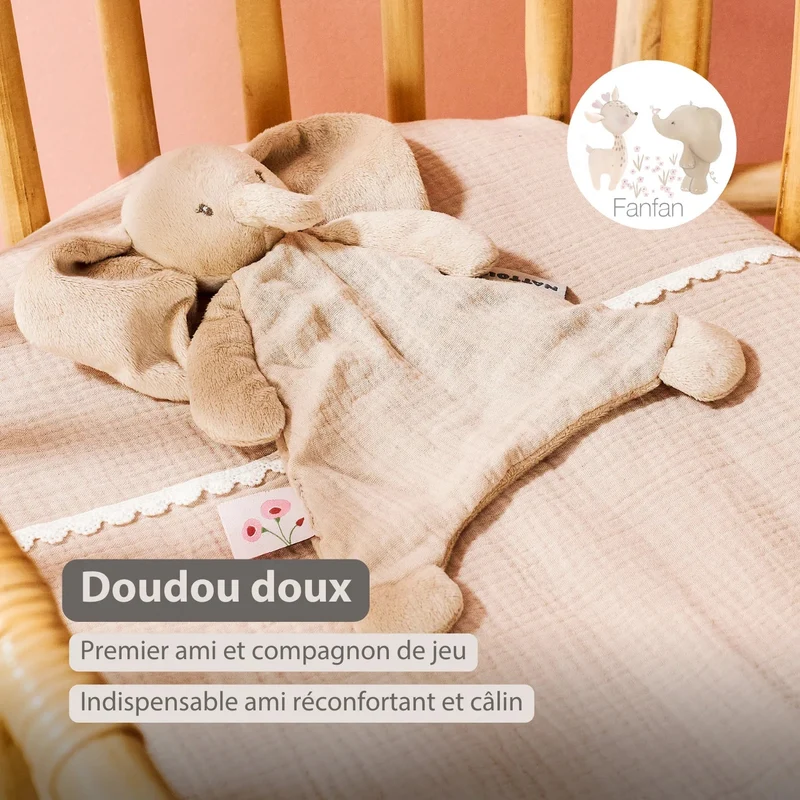 FANFAN Mini doudou éléphant sable