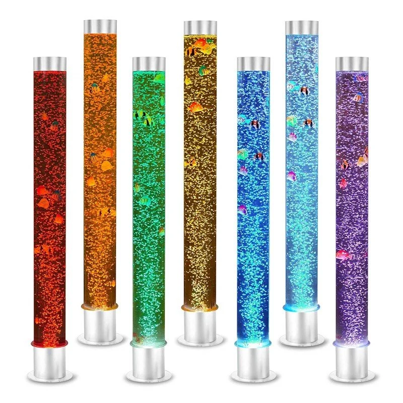 Tube à bulles avec poissons et télécommande