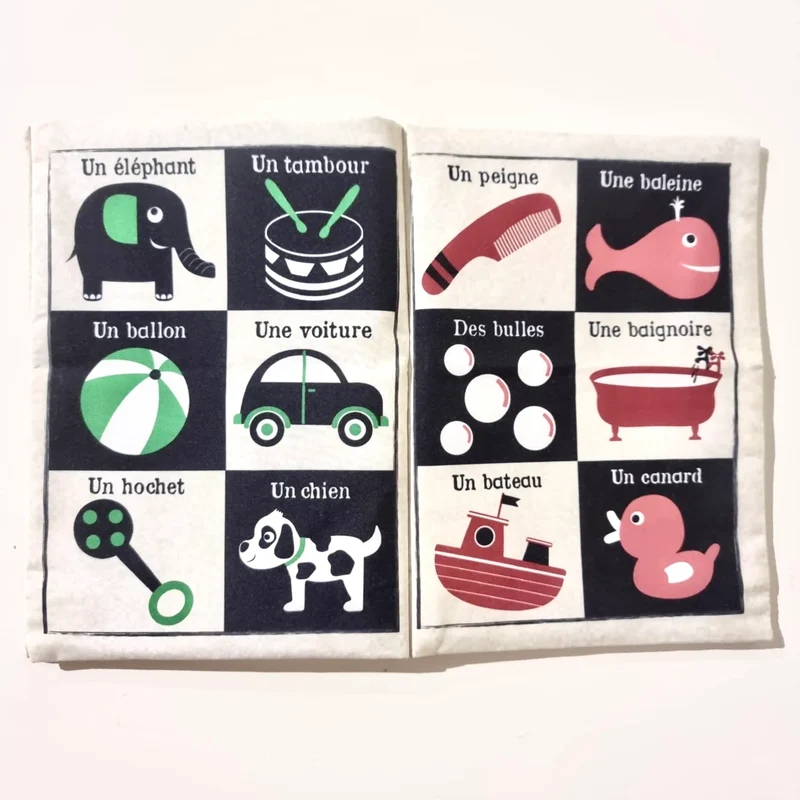 Mon petit journal noir et blanc – Livre Tissu Sensoriel pour Bébé