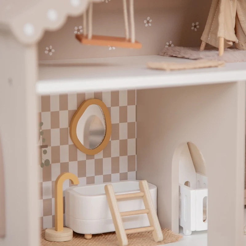 Maison de poupées en bois – Nougat avec accessoires et poupées