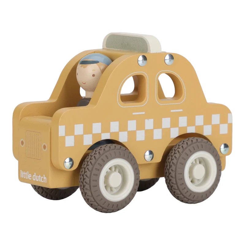 Taxi en bois FSC – Jouet d’éveil et véhicule classique