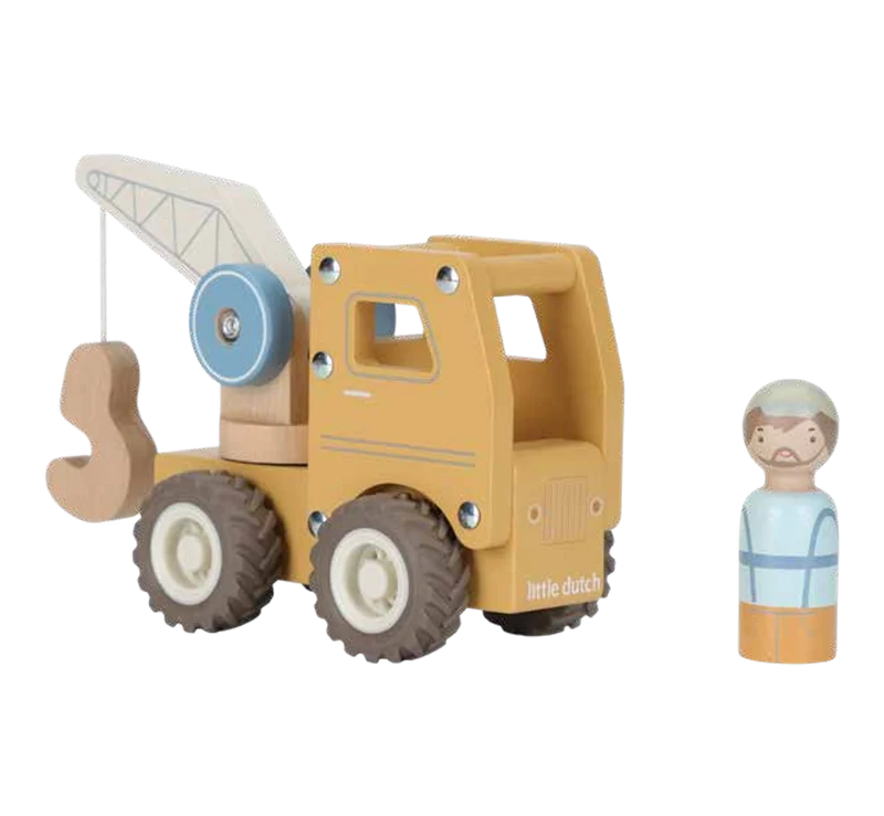 Camion-grue en bois FSC – Jouet de construction et d’éveil