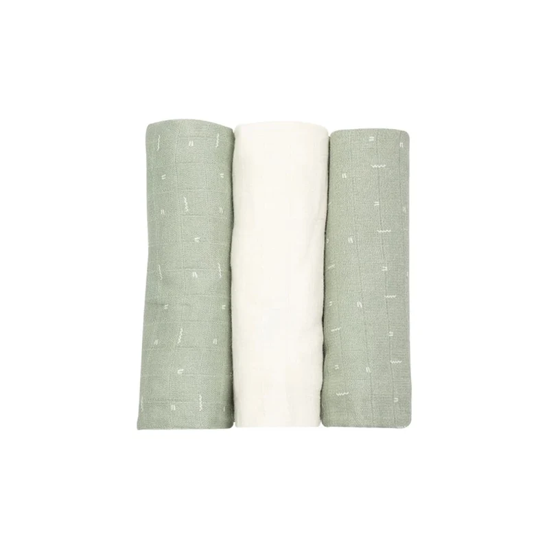 Lot de 3 langes motifs graphiques - 70x70cm