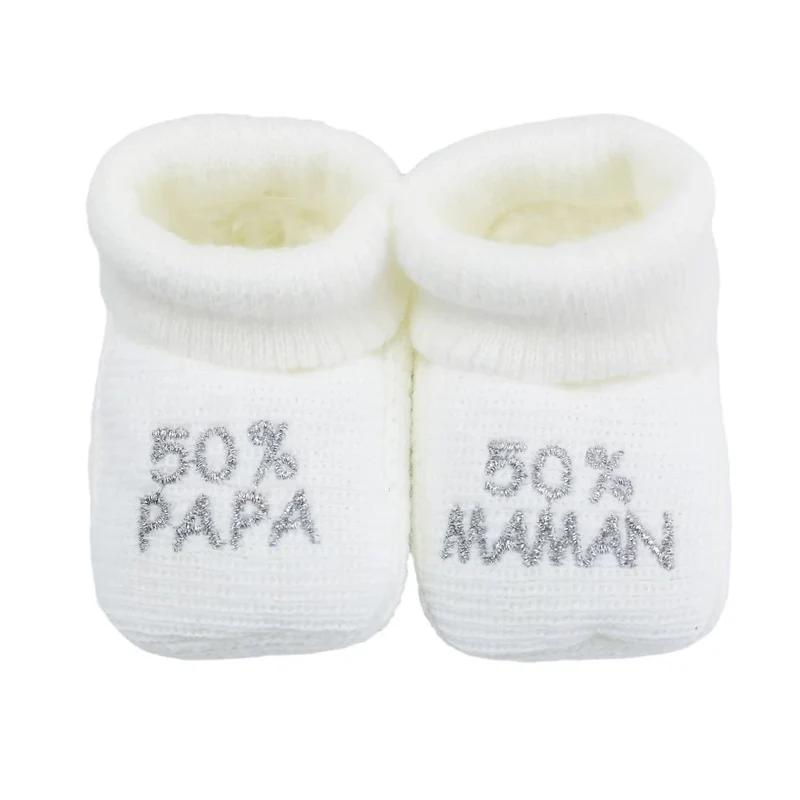 Chaussons bébé 50% papa/50% maman blanc