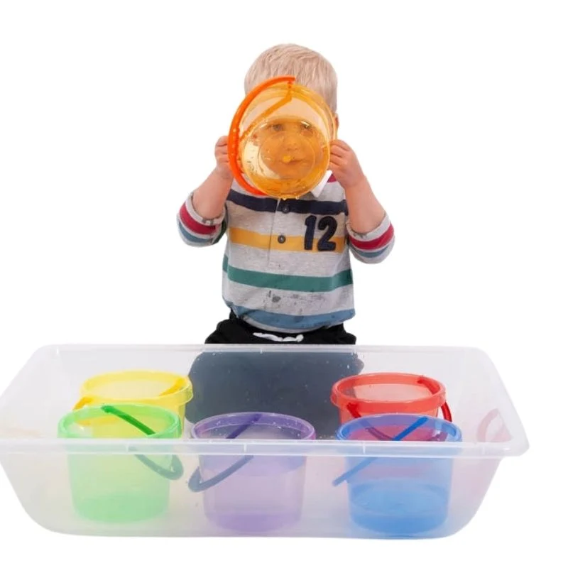 6 seaux colorés translucides