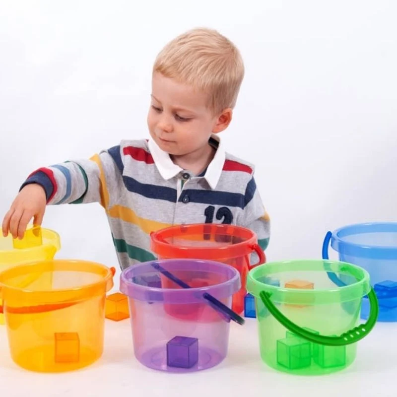 6 seaux colorés translucides