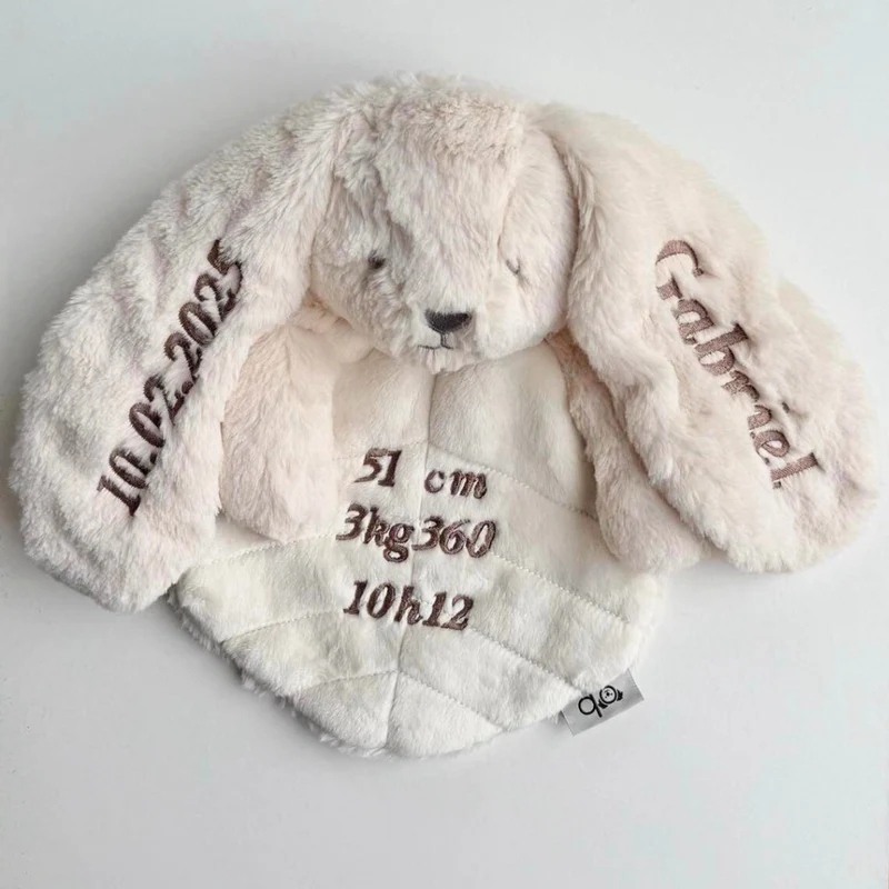 Doudou plat lapin 30 cm – Bleu ciel