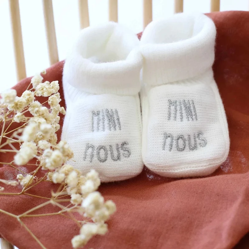 Chaussons bébé - Mini nous blanc