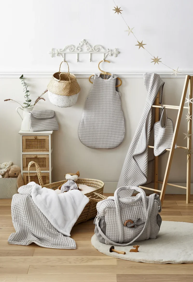 Maxi couverture bébé en coton gaufré nuage