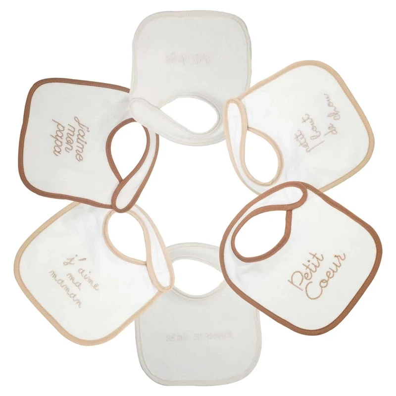 Lot de 6 bavoirs naissance brodés 0-4 mois