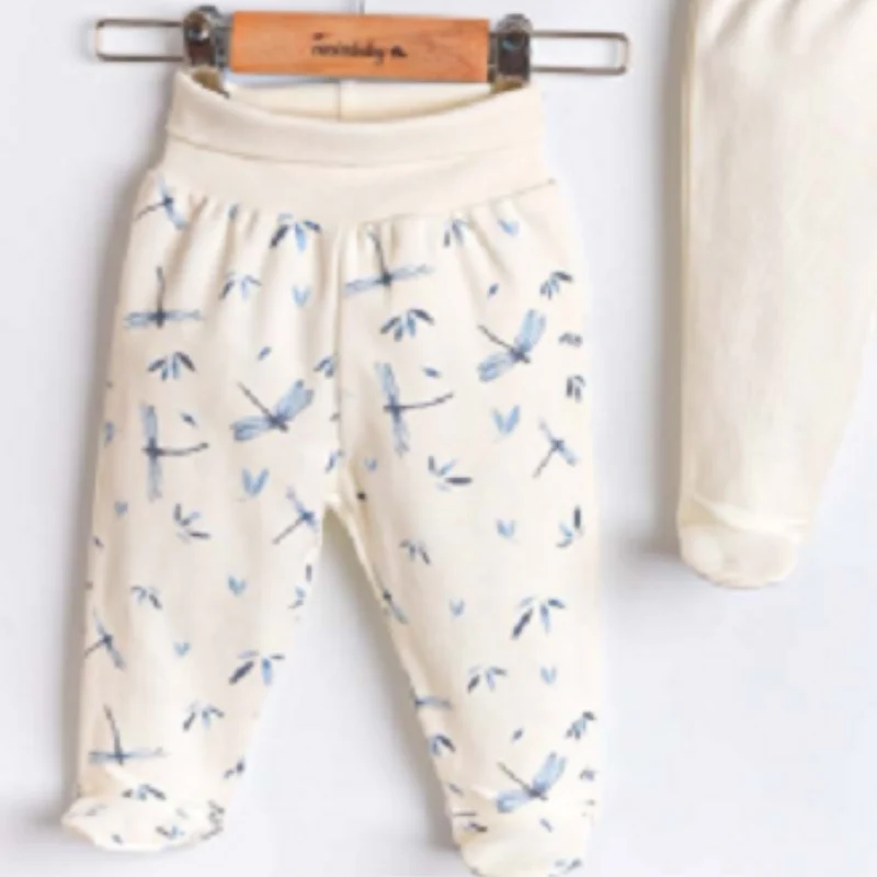Pantalon bébé fleuri bleu (3-6 mois)