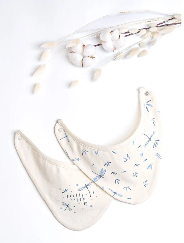Lot 2 bavoirs bébé fleuris bleu (0-3 mois)