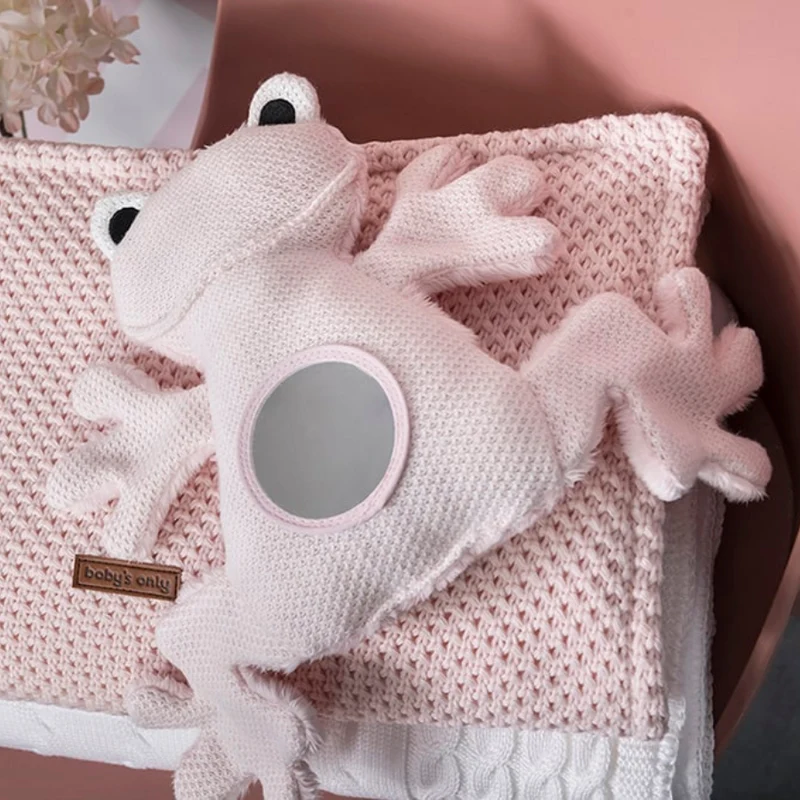 Miroir doudou d'éveil grenouille rose très clair