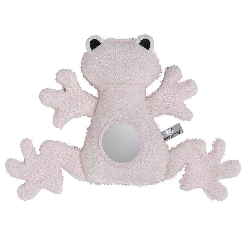 Miroir doudou d'éveil grenouille rose très clair