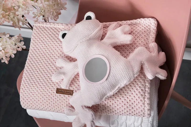 Miroir doudou d'éveil grenouille rose très clair