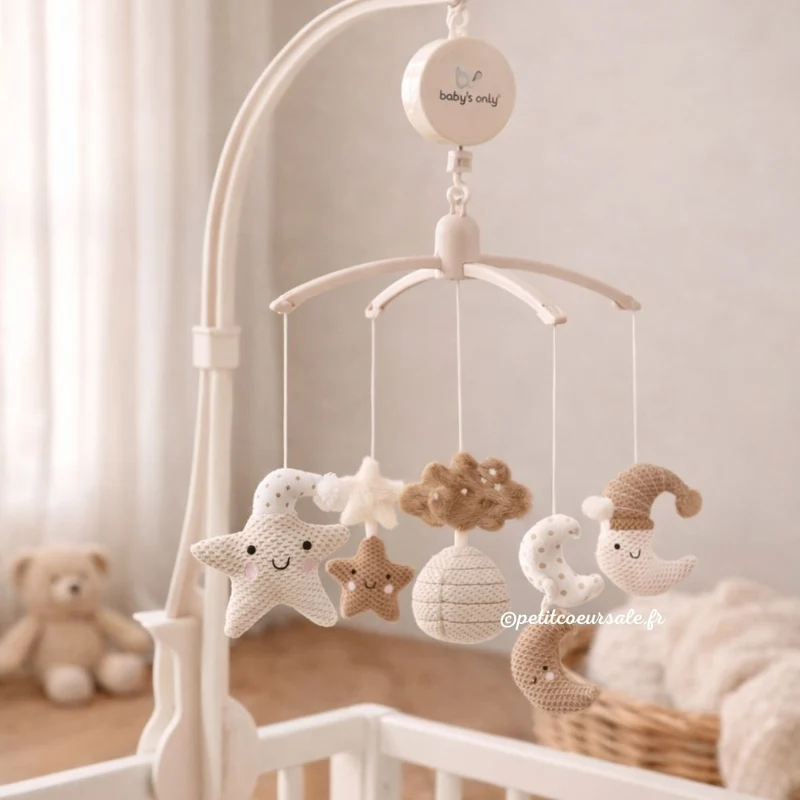 Mobile bébé musical Heaven taupe lin chaud