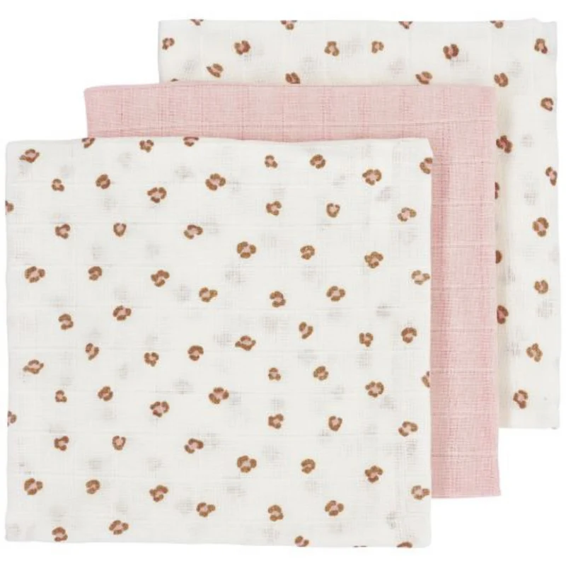 Lot de 3 langes léopard rose 70x70cm