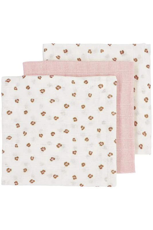Lot de 3 langes léopard rose 70x70cm