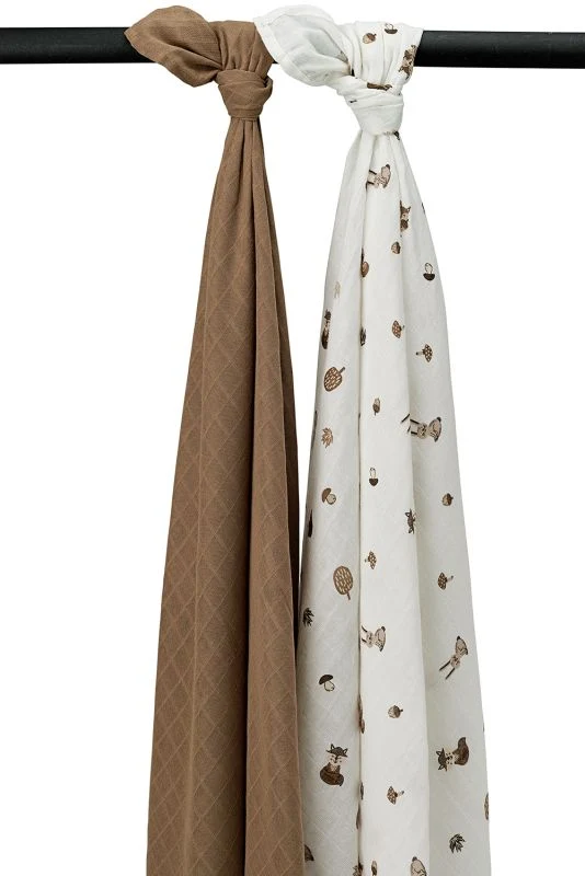 Lot de 2 langes forêt 120x120cm