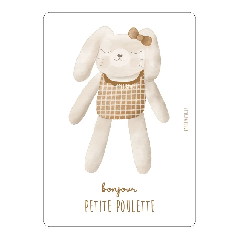 Carte "Doudou Lapin" Bonjour Petite Poulette