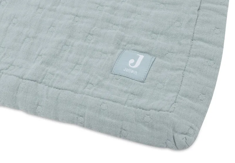Couverture Berceau Gaze De Coton 75x100cm Jacquard - Sea Green - GOTS