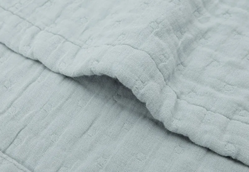 Couverture Berceau Gaze De Coton 75x100cm Jacquard - Sea Green - GOTS