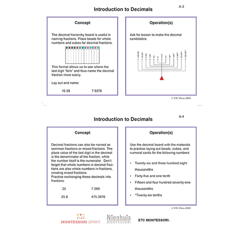 Decimal Work and Task Cards