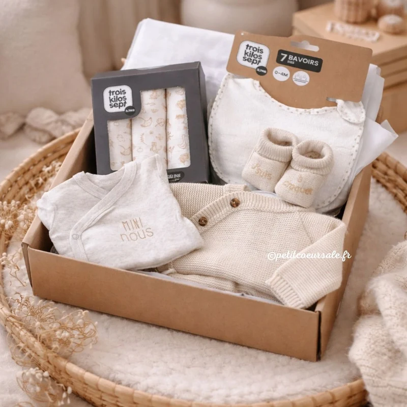 Coffret cadeau naissance beige mixte – Ensemble bébé 0/1 mois Beige Mom