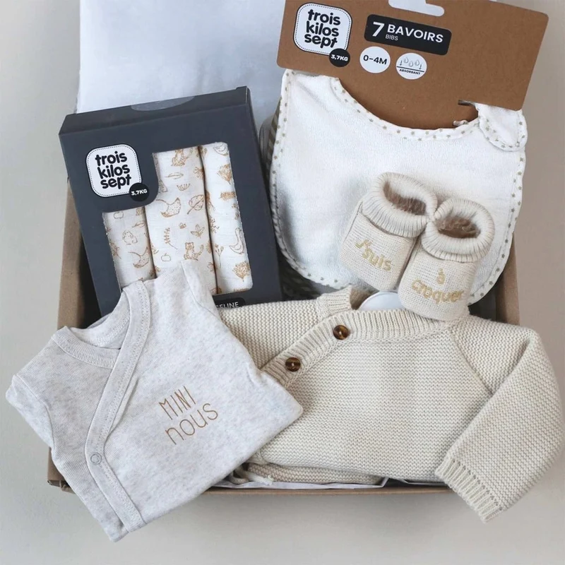 Coffret cadeau naissance beige mixte – Ensemble bébé 0/1 mois Beige Mom