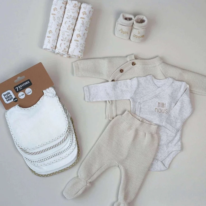 Coffret cadeau naissance beige mixte – Ensemble bébé 0/1 mois Beige Mom