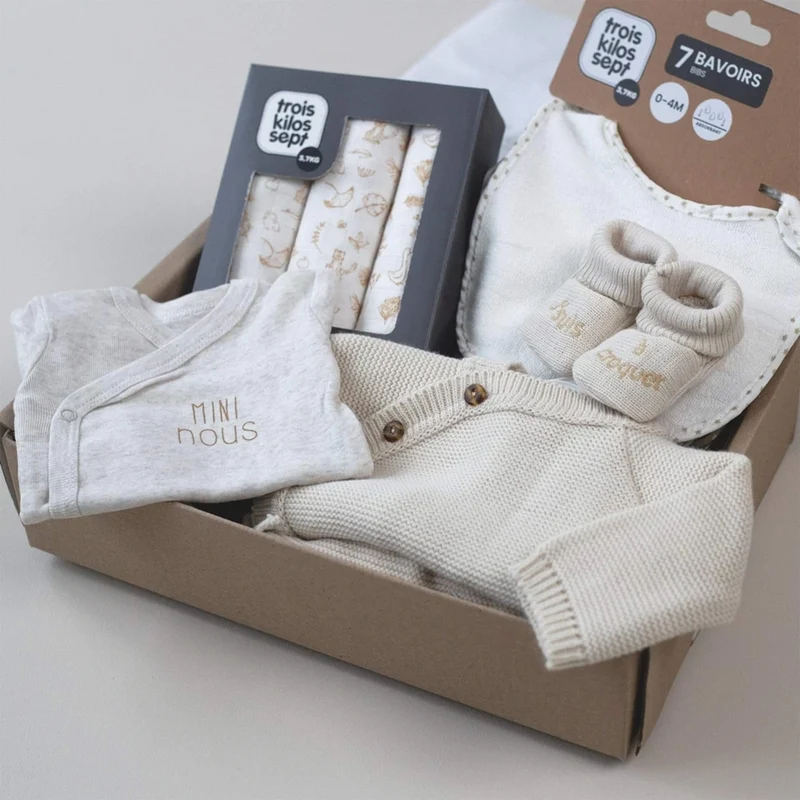 Coffret cadeau naissance beige mixte – Ensemble bébé 0/1 mois Beige Mom