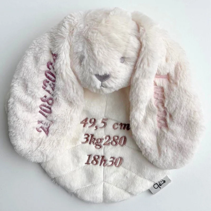 Doudou plat lapin 30 cm – Crème