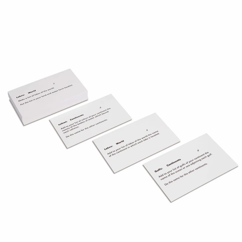 Cartes d'exercices n°2 des formes de la terre et des mers (anglais) - Nienhuis AMI