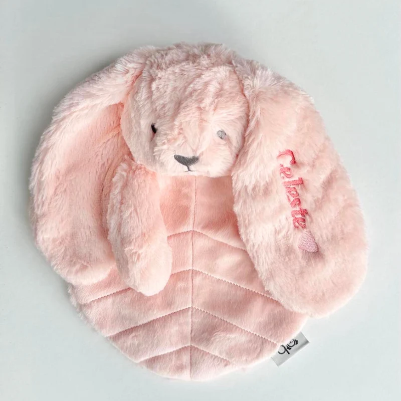 Doudou plat lapin 30 cm – Rose