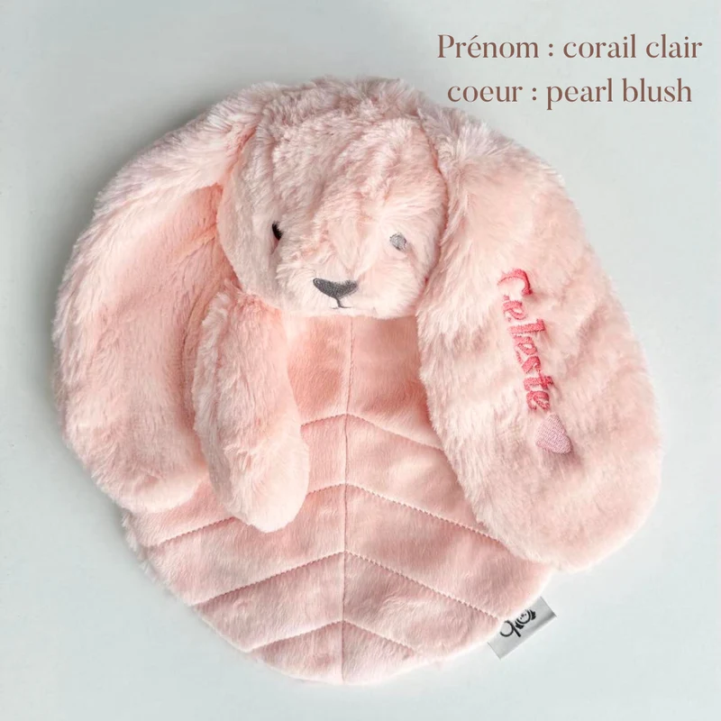 Doudou plat lapin 30 cm – Rose