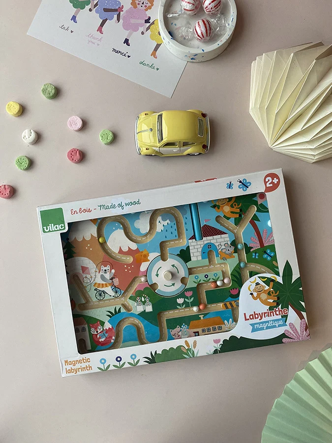 Labyrinthe magnétique en bois, Animaux rigolos - Michelle Carlslund
