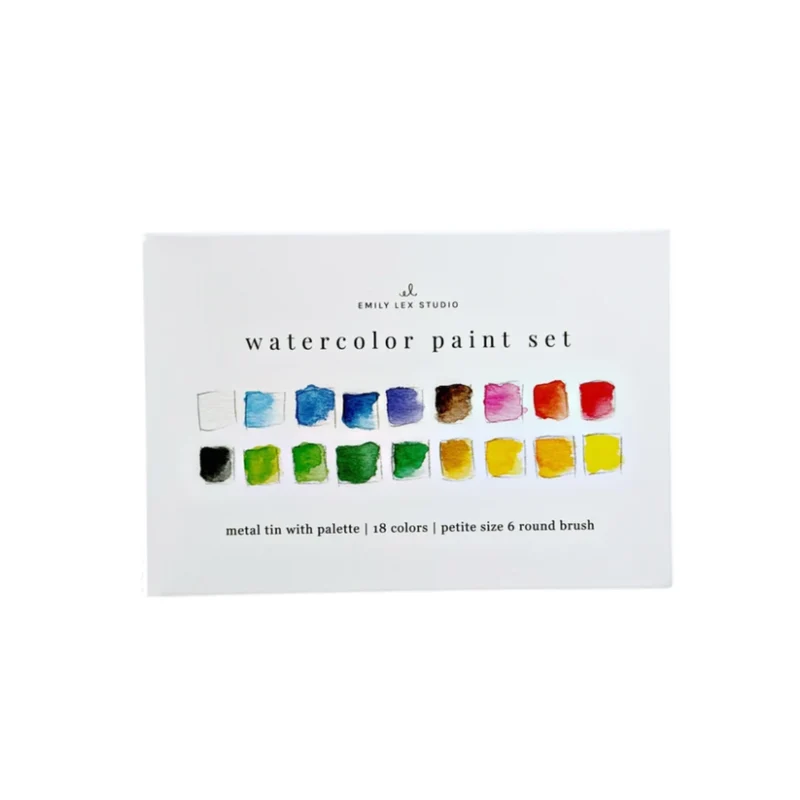 Lot de 18 couleurs de peinture aquarelle avec pinceau
