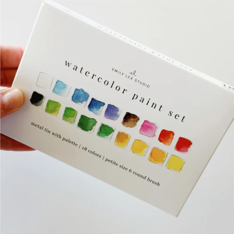 Lot de 18 couleurs de peinture aquarelle avec pinceau