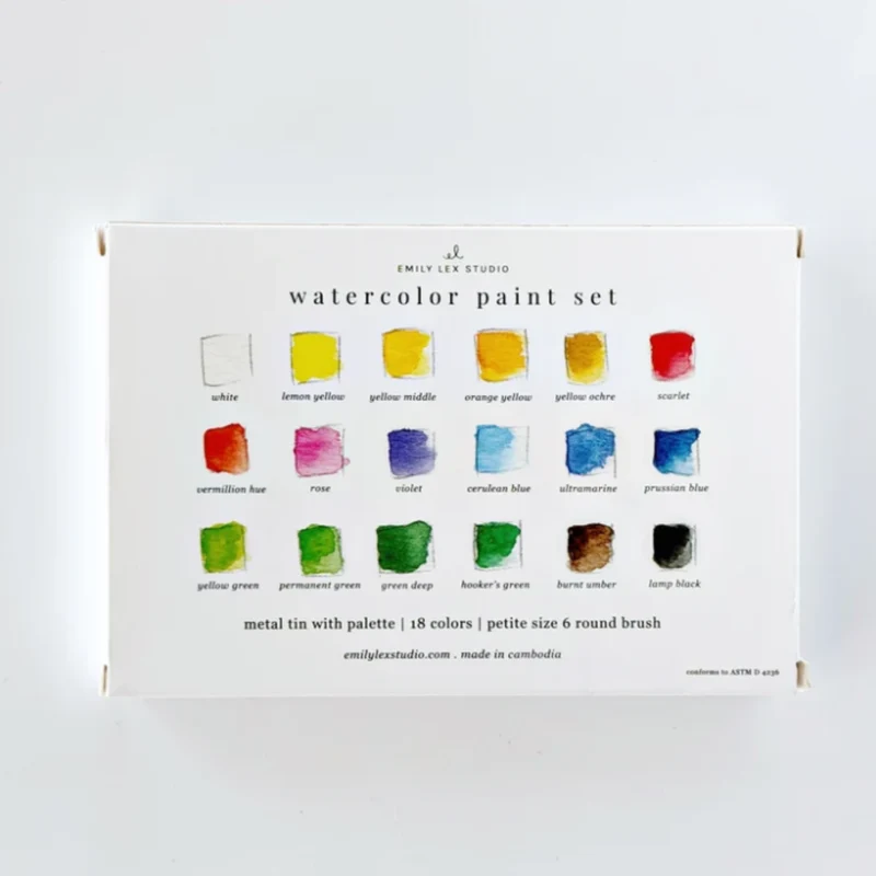 Lot de 18 couleurs de peinture aquarelle avec pinceau