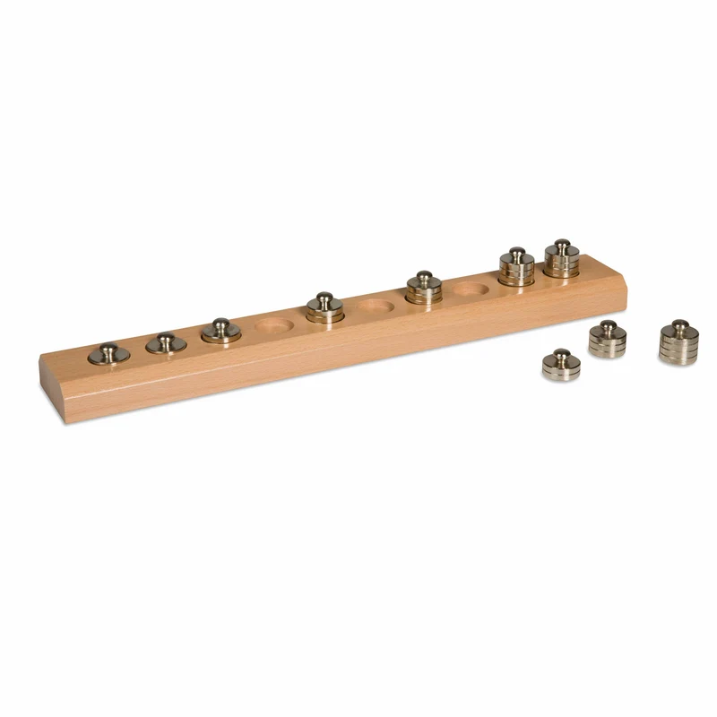 Lot de 10 poids dans support bois - Nienhuis AMI