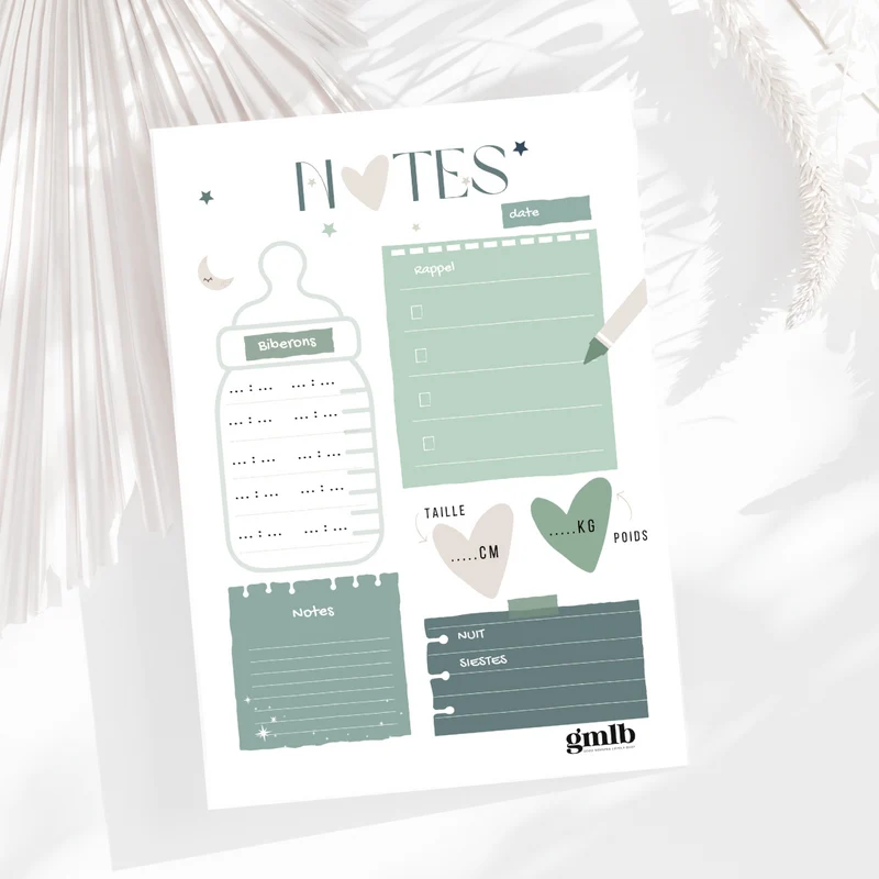 Bloc notes beige et vert