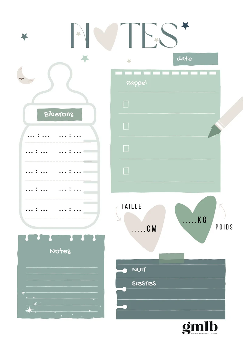 Bloc notes beige et vert