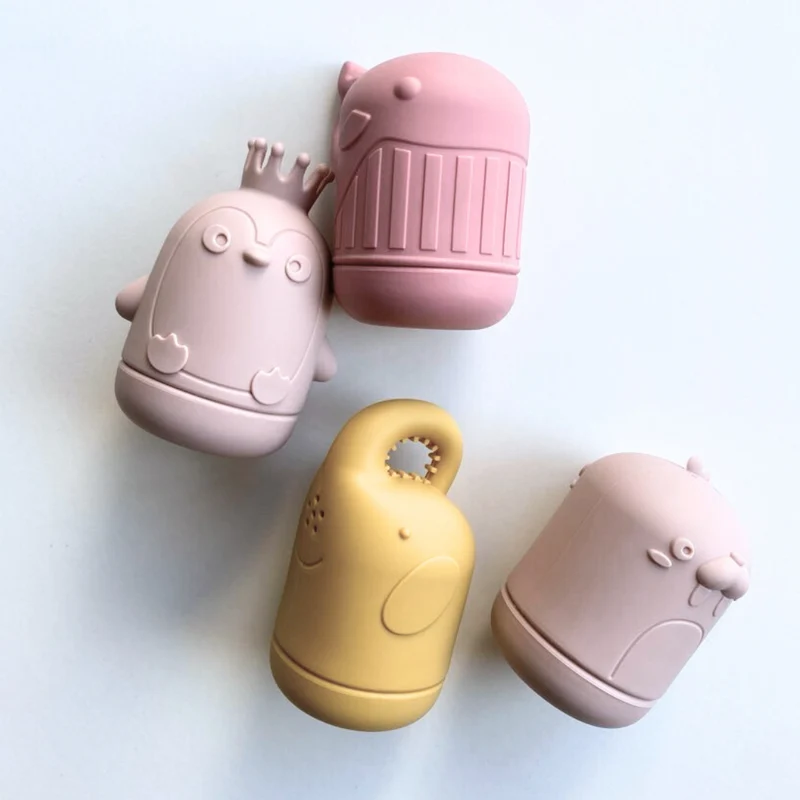 Jouet de bain 4 animaux Couleur rose et jaune