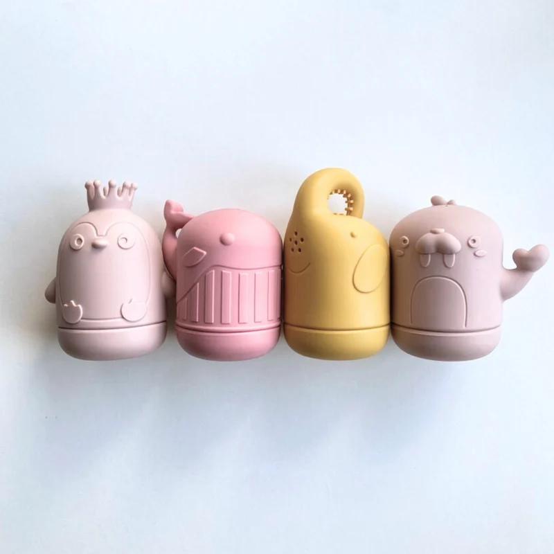 Jouet de bain 4 animaux Couleur rose et jaune