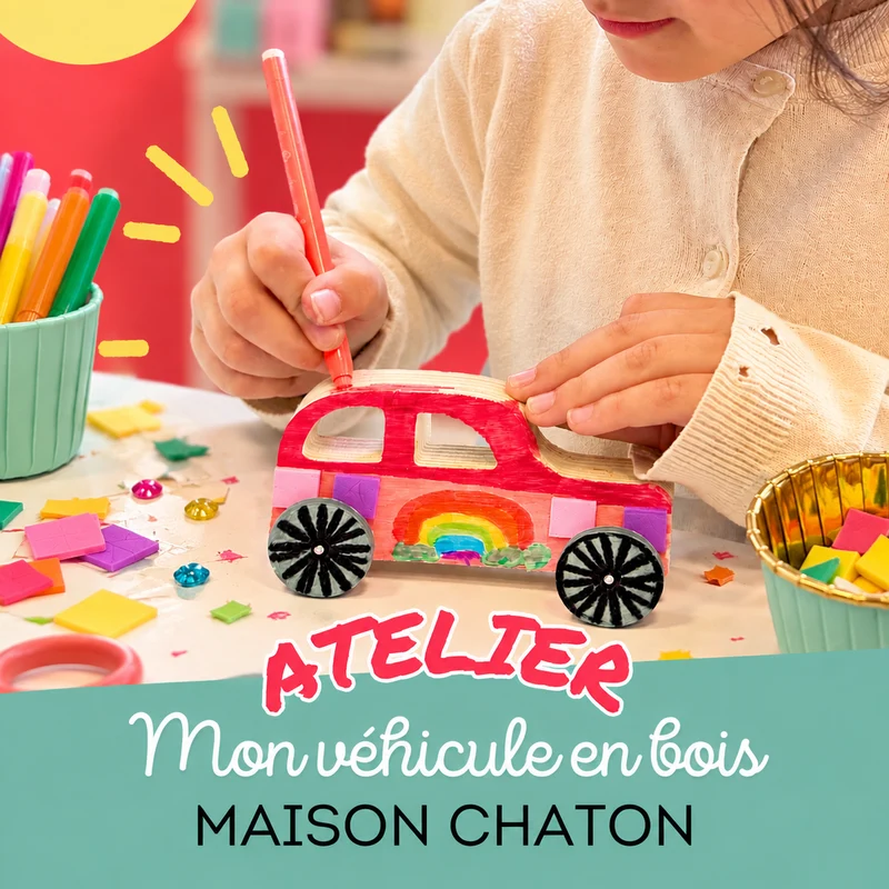 Atelier créatif - mon Véhicule en bois - Activité enfant Paris 9 -