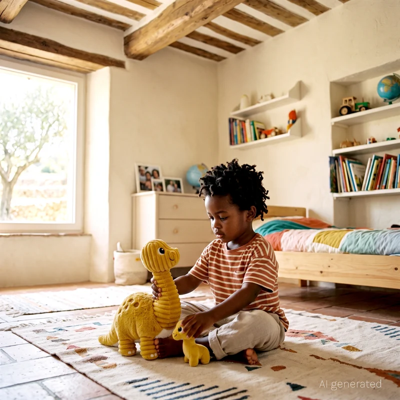 Peluche Marcus le diplodocus maman et son bébé jaune moutarde - Les Ptipotos