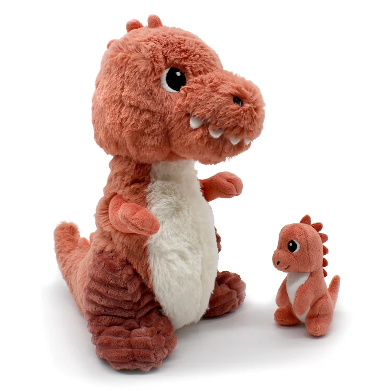 Peluche Alex le T-rex maman et son bébé terracotta - Les Ptipotos