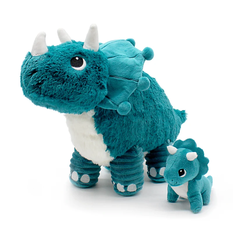 Peluche Penelops le tricératops maman et son bébé bleu paon - Les Ptipotos