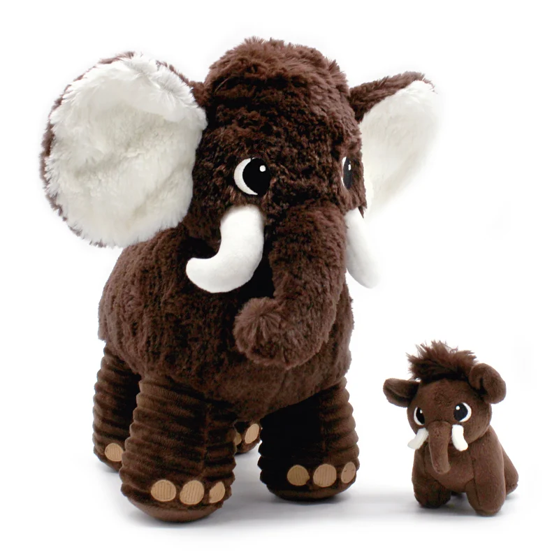 Peluche Papouth le mammouth papa et son bébé marron chocolat - Les Ptipotos