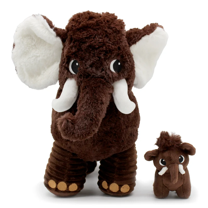 Peluche Papouth le mammouth papa et son bébé marron chocolat - Les Ptipotos